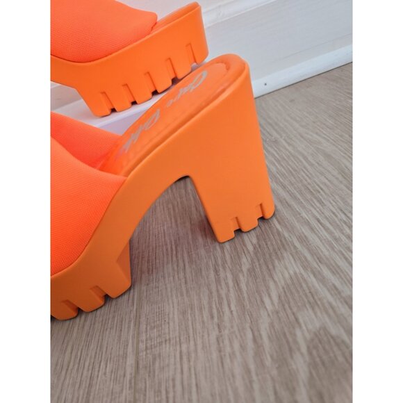 Chunky Platform Y2K Orange Mesh Shoes 10 Slip On Sandals Cape Robbin 90s Womens - Picture 9 of 10